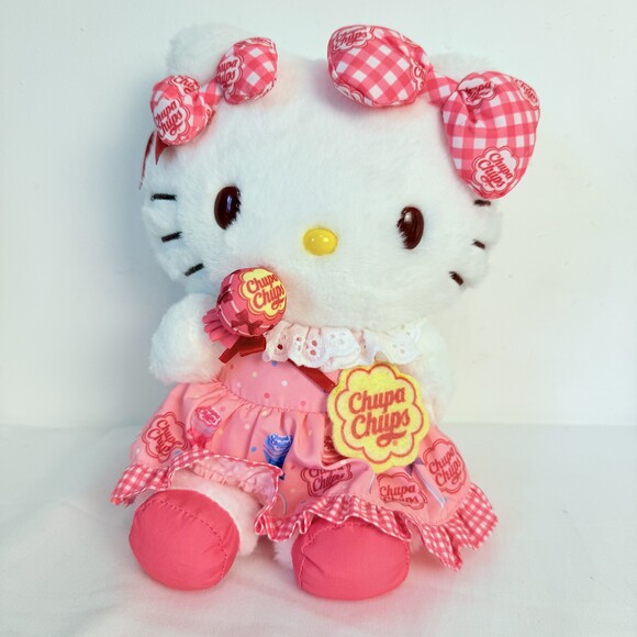 Other - Sanrio Hello Kitty Pink White Chupa Chups Plush Toy Doll Bow Gingham Lollipop